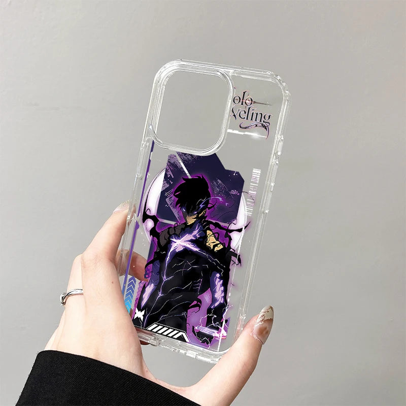 Solo Leveling Sung Jin-Woo Wireless Charging Case for iPhone 17 Air 16 E 15 14 Plus 13 12 Mini 11 Pro Max Silicone Hard Cover