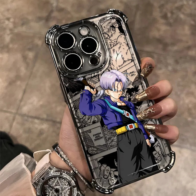 Hot Anime Plating Phone Case For iPhone 17 17e 16e 16 15 14 13 12 11 ProMax X XR Mini Air Plus Anti-Fall Airabag D-Dragons Balls