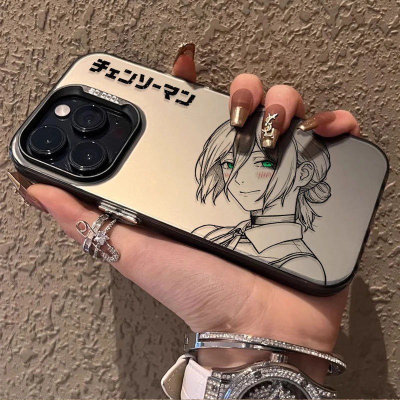C-Chainsaw Mans Denji Reze Sketch Print Frosted Case for iPhone 17 16 E 15 14 Plus 13 12 Mini 11 Pro Max Acrylic Silicone Cover