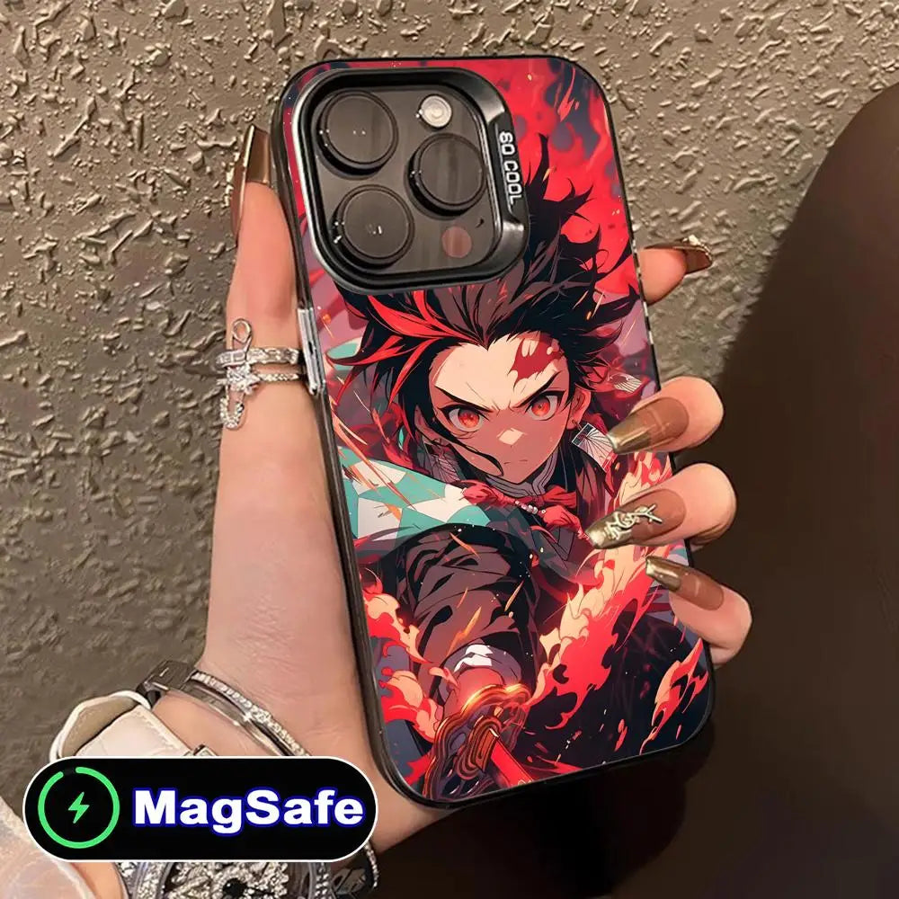 Demon Slayer Tanjiro Phone Case for iPhone 16 15 14 13 12 11 Pro Max Plus MagSafe Translucent Colour Printing Smartphone Cover