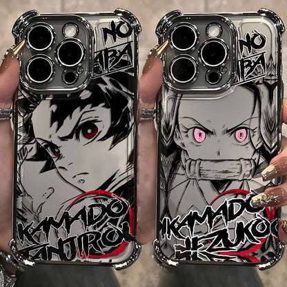Anime Demons Slayers Plating Phone Case For iPhone 17 16e 16 15 14 13 12 11 Pro Max X XR XSMax 8 Mini Air Plus Anti-Fall Airabag