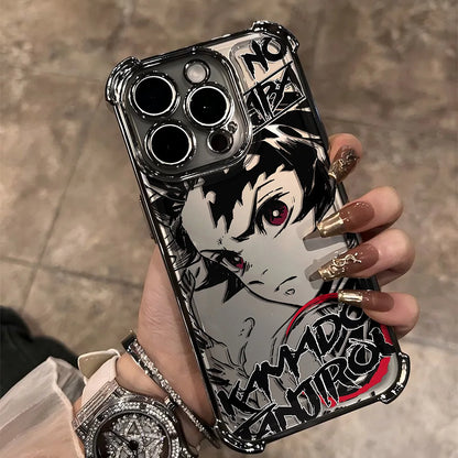Anime Demons Slayers Plating Phone Case For iPhone 17 16e 16 15 14 13 12 11 Pro Max X XR XSMax 8 Mini Air Plus Anti-Fall Airabag