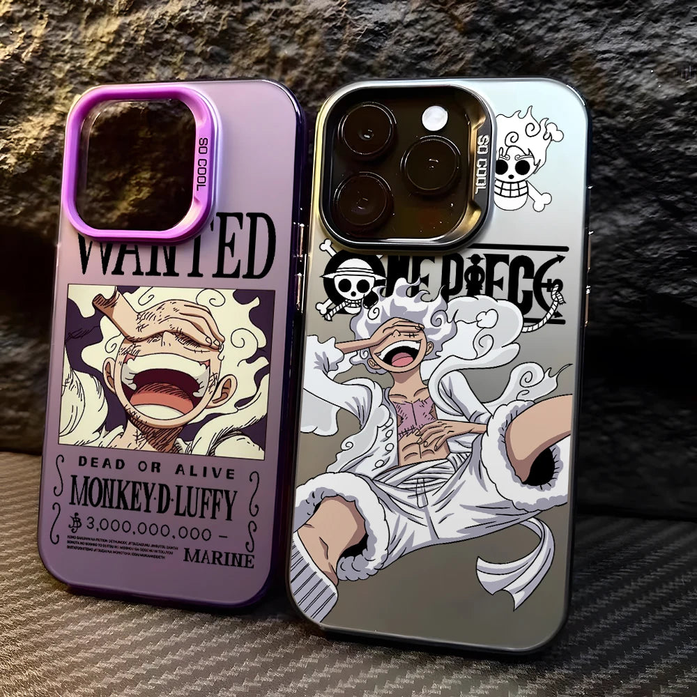 Luffys Nika Wanted Phone Case for iPhone 17 Air 16 16e 15 14 Plus 13 12 11 Pro Max X Xs XR 8 Colorful Silver Hard Cover