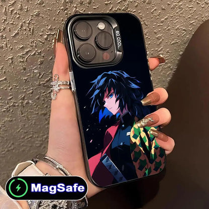 Demon Slayer Giyu Tomioka Phone Case for iPhone 16 15 14 13 12 11 Pro Max Plus MagSafe Translucent Colour Protective Cover