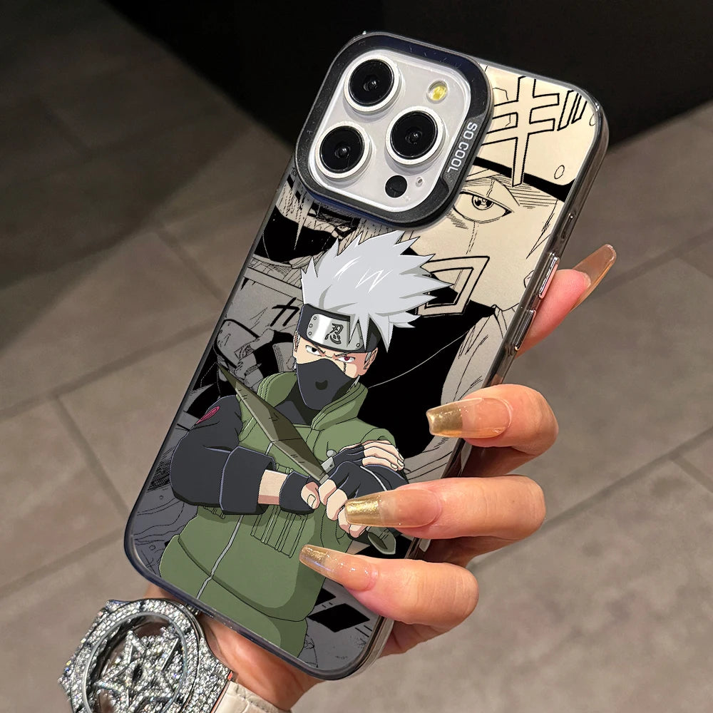 N-NARUTOs K-Kakashies Itachies Phone Case for iPhone 17 Air 16 16e 15 14 Plus 13 12 11 Pro Max X Xs XR 8 Silver Hard Cover