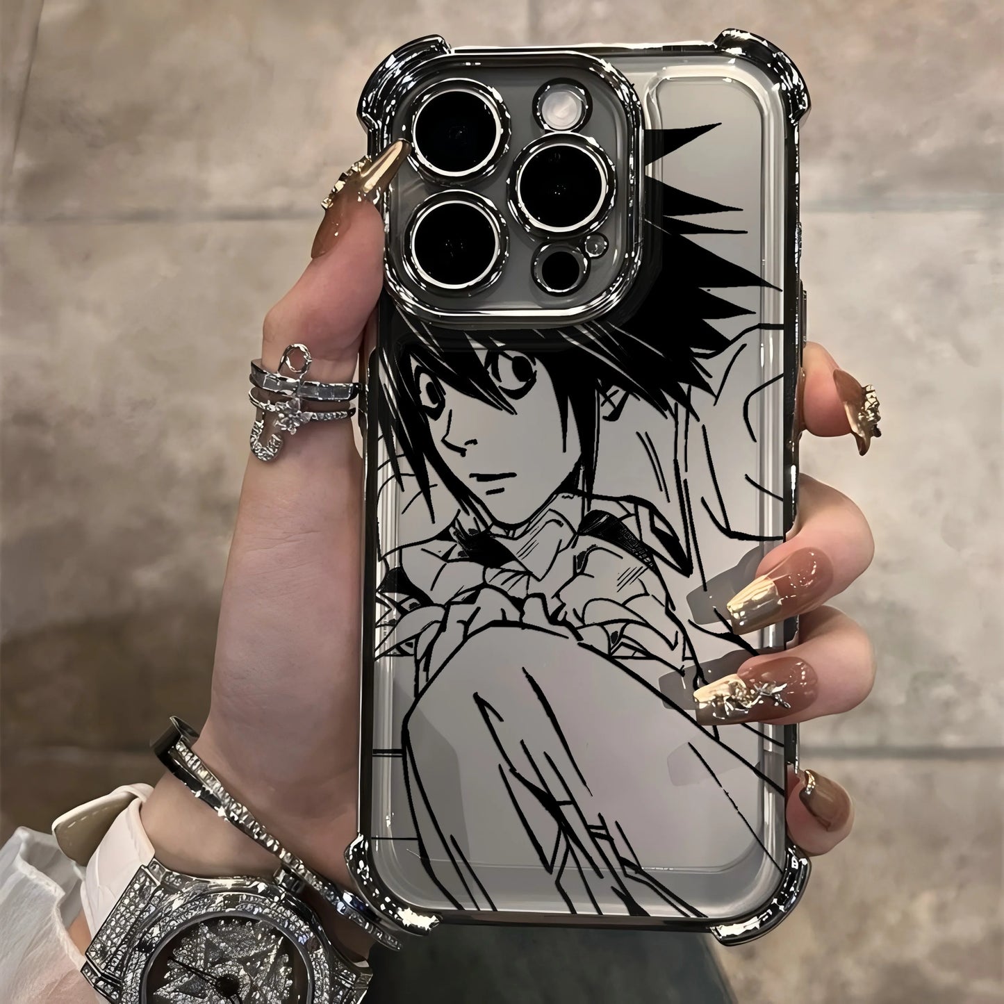 Anime Death Note Plating Phone Case For iPhone 17 17e 16e 16 15 14 13 12 11 Pro Max X XR XSMax 8 Mini Air Plus Anti-Fall Airabag