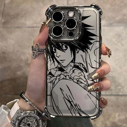 Anime Death Note Plating Phone Case For iPhone 17 17e 16e 16 15 14 13 12 11 Pro Max X XR XSMax 8 Mini Air Plus Anti-Fall Airabag