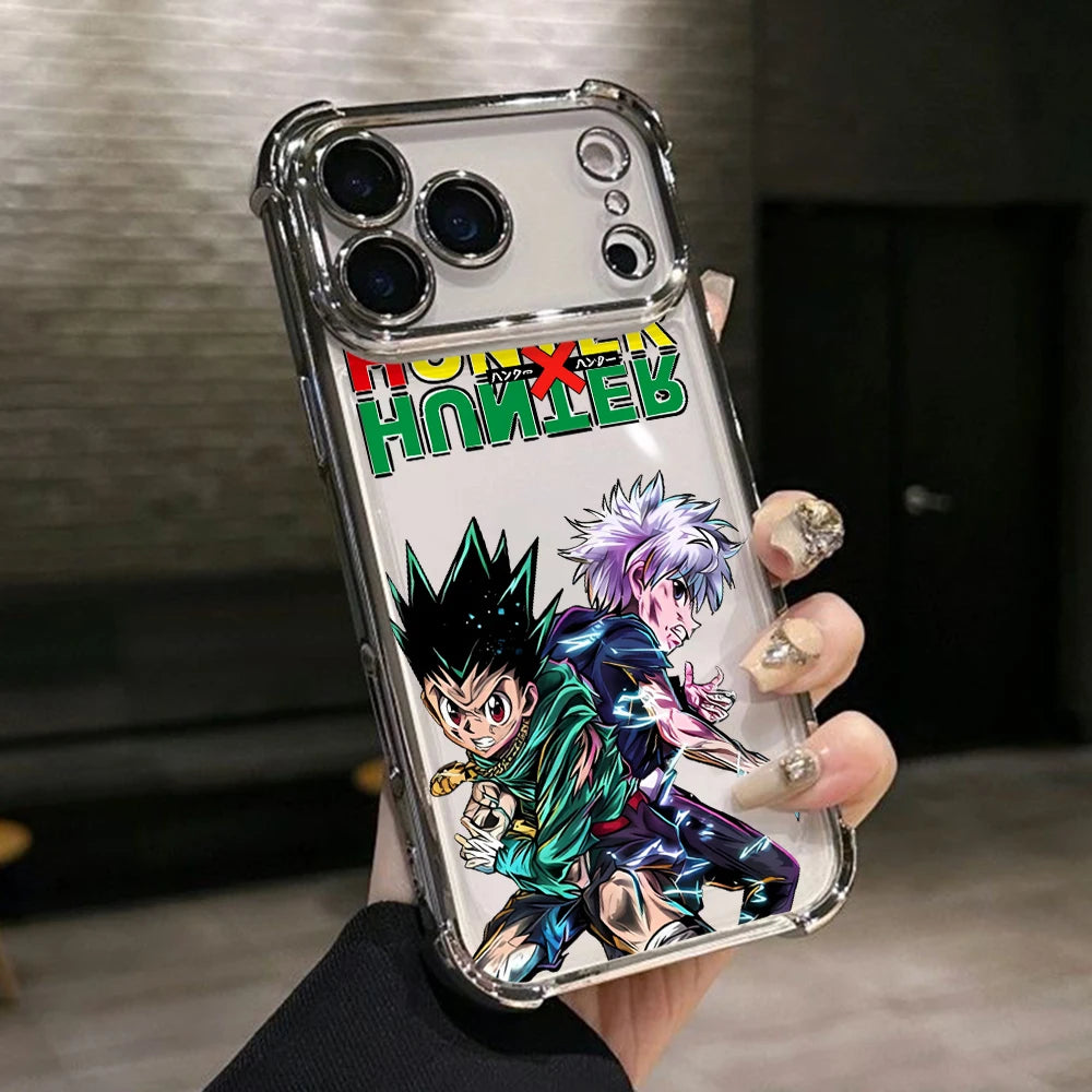 Hot HUNTERS×HUNTERS KilluaS Plating Phone Case For iPhone 17 17e 16e 16 15 14 13 12 11 Pro Max X Mini Air Plus Anti-Fall Airabag