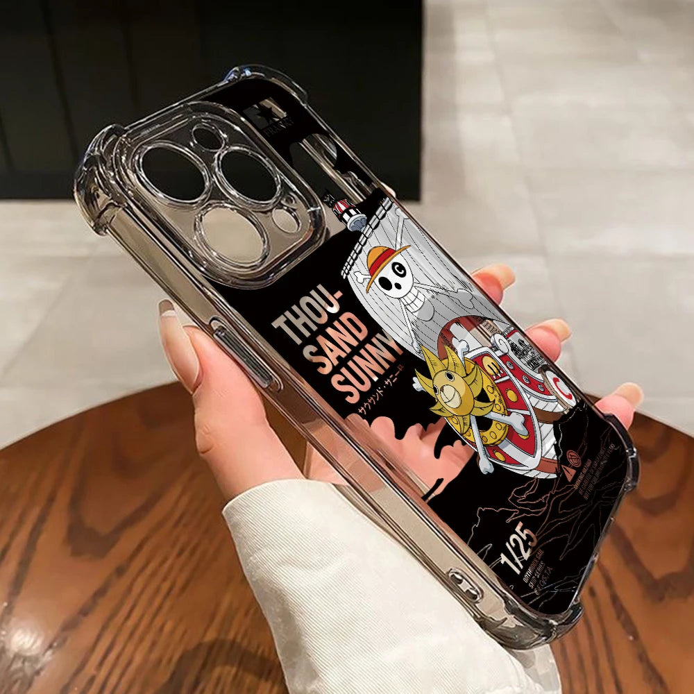 One Luffies Z-Zoroe Pieces Phone Case for iPhone 17 Air 16 16e 15 14 Plus 13 12 11 Pro Max X Xs XR 8 Black Clear Anti Drop Cover