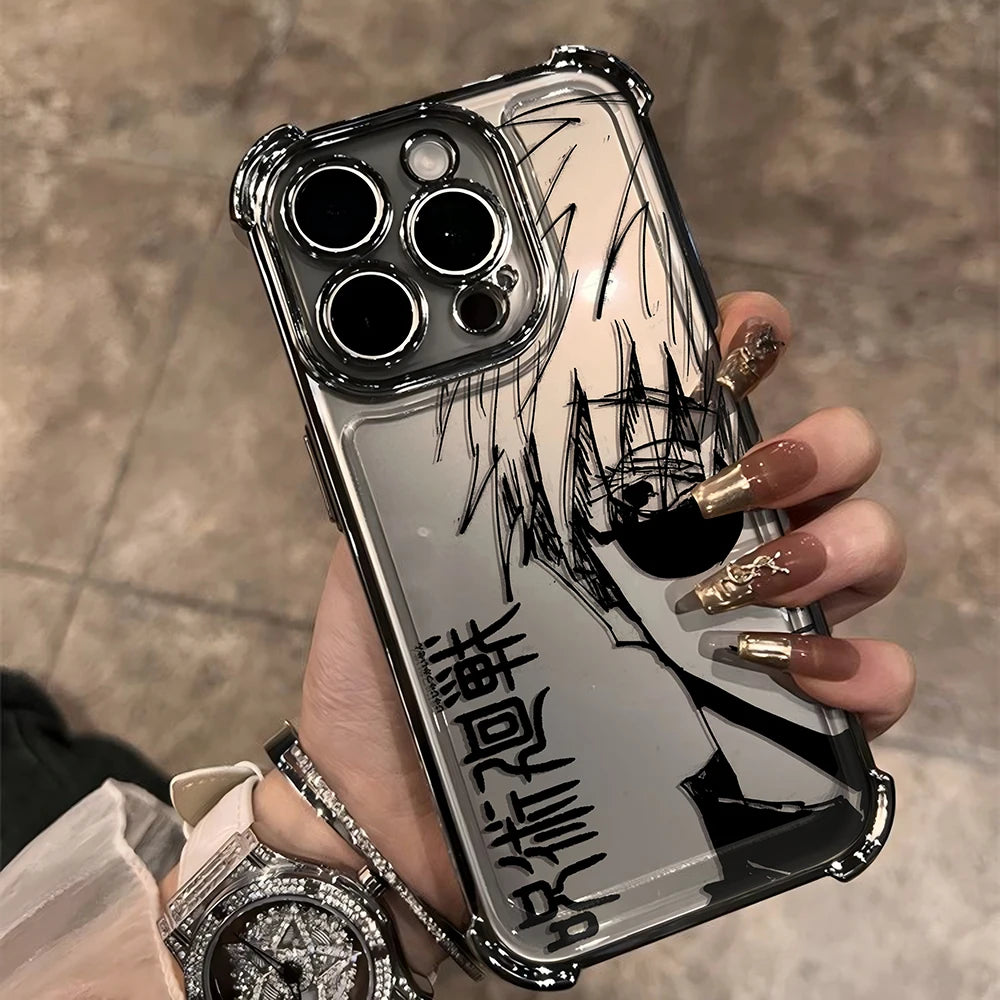 Jujutsu Kaisen Gojo Satoru New Plating Case For iPhone 16 15 14 13 12 11 Pro Max X XR XSMax 7 8 6 Plus Anti-Fall Airabag Back