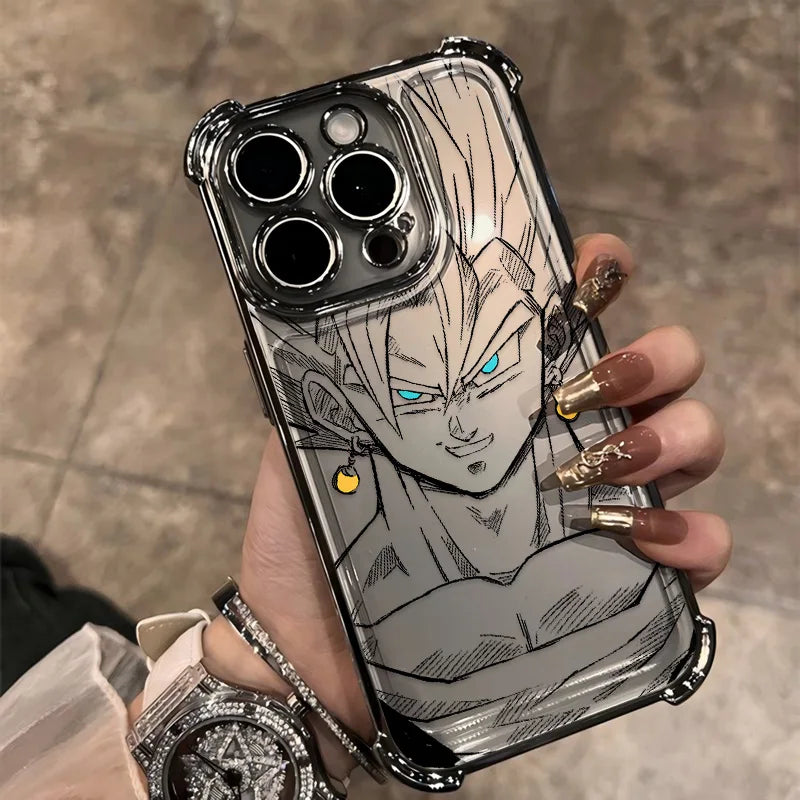 Black Comics D-Dragons Plating Phone Case For iPhone 17 17e 16e 16 15 14 13 12 11 ProMax Mini Air Plus Anti-Fall Airabag B-Balls