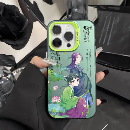 Anime Apothecary Diaries Phone Case For iPhone 16 15 14 13 12 11 Pro Max Pink Green Matte Laser Metallic Aurora Funda