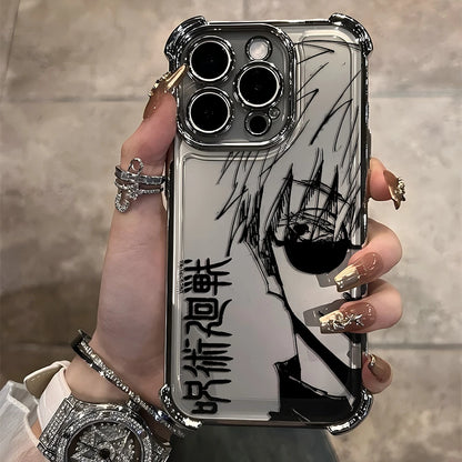 Jujutsu Kaisen Gojo Satoru New Plating Case For iPhone 16 15 14 13 12 11 Pro Max X XR XSMax 7 8 6 Plus Anti-Fall Airabag Back