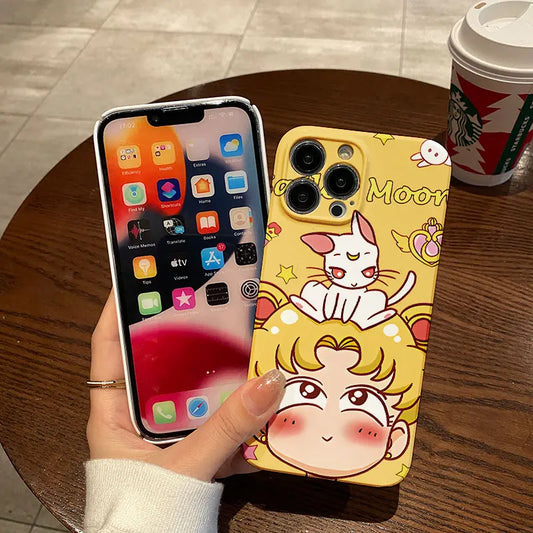 Anime Cartoon S-Sailors Moons Phone Case for IPhone 16 15 14 13 12 11 Pro Max XS XR Plus Lens Protection Glossy HD Hard PC Cover
