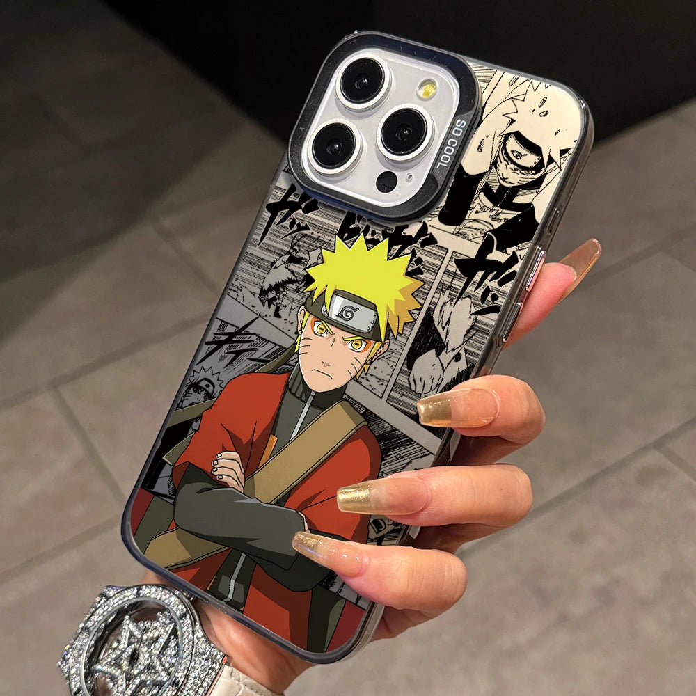 N-NARUTOs K-Kakashies Itachies Phone Case for iPhone 17 Air 16 16e 15 14 Plus 13 12 11 Pro Max X Xs XR 8 Silver Hard Cover