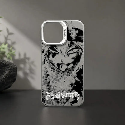 Asta Cartoon B-Black Clover Phone Case iPhone 11/12/13/14/15/16/17 Pro Max Aurora TPU Case Shockproof Slim Stylish Cover