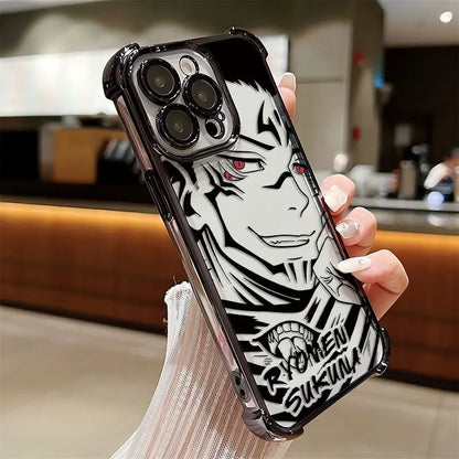 Anime Jujutsu Kaisen Gojo Plating Case For iPhone 16 15 14 13 12 11 Pro Max X XR XSMax 7 8 Plus Anti-Fall Airabag Back Cover