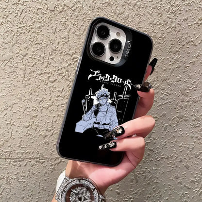 Asta Cartoon B-Black Clover Phone Case For IPhone17 Air 16 15 14 Plus 13 12 11 Pro 7 8 XS Max XR Silver Black Bumper Case