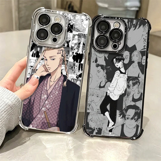 Tokyo Revengers Anime Plating Phone Case For iPhone 16 17 Pro Max Air 17E 16E 14 15 Plus 12 13 11 Anti-Fall Protection Cover
