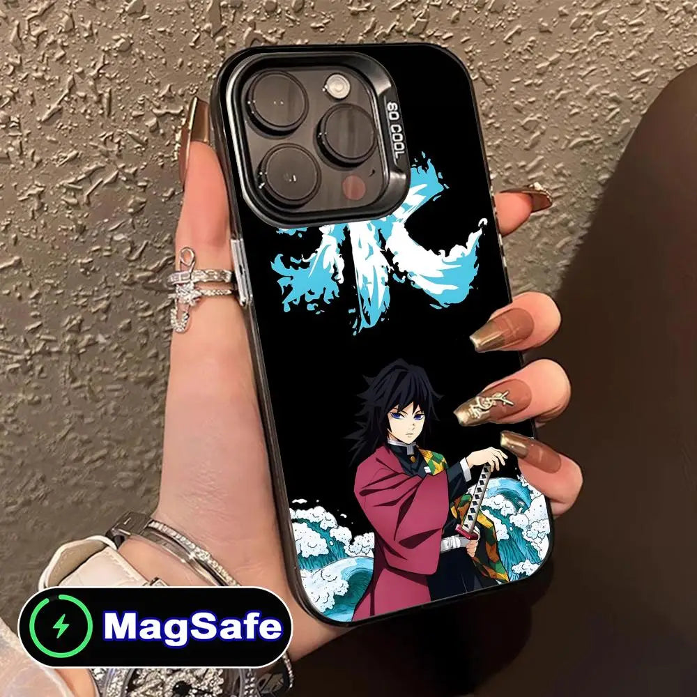 Demon Slayer Giyu Tomioka Phone Case for iPhone 16 15 14 13 12 11 Pro Max Plus MagSafe Translucent Colour Protective Cover
