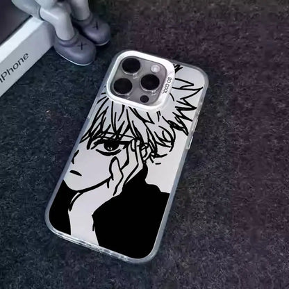 1pc Anime Killua Hunter X Hunter Phone Case Laser IMD Color Silver Shell For IPhone 17 16 15 14 13 12 11 Air Pro Max Plus