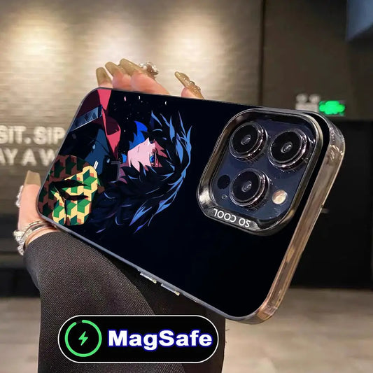 Demon Slayer Giyu Tomioka Phone Case for iPhone 16 15 14 13 12 11 Pro Max Plus MagSafe Translucent Colour Protective Cover