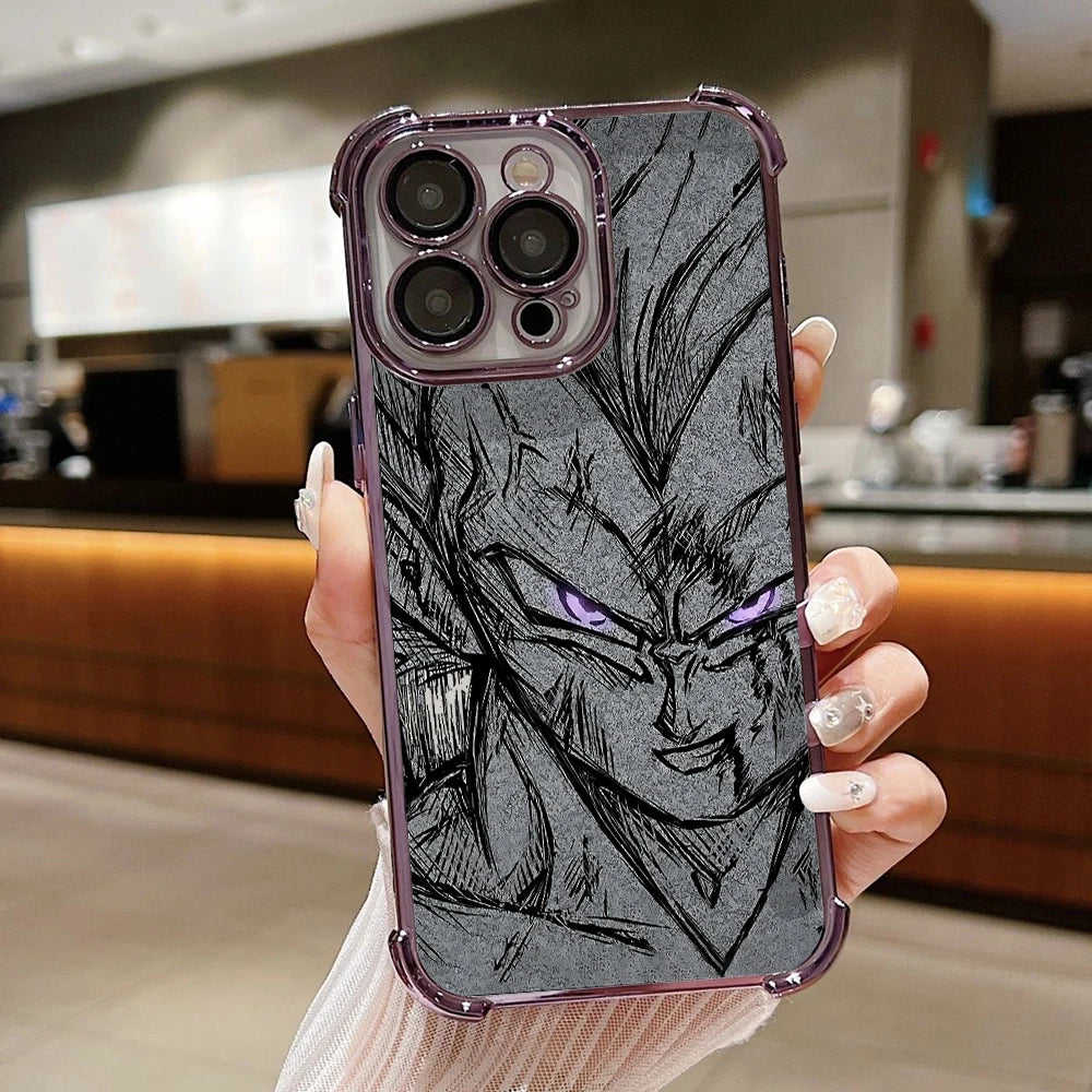Dragon Ball anime sketch Plating Phone Case For iPhone 17 17e 16 15 14 13 12 11 Pro Max X XR 7 8 Mini Air Plus Anti-Fall Airabag