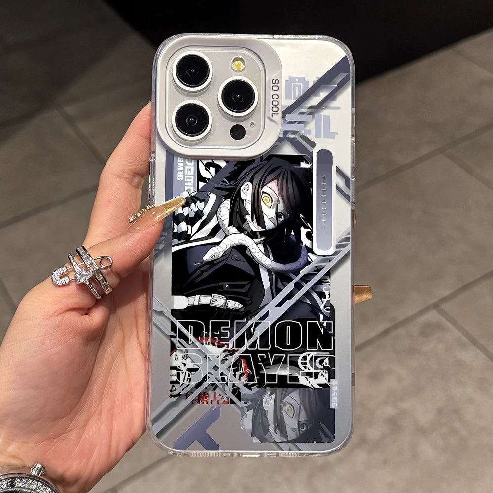 Demon Slayer Iguros Obanaies Phone Case for iPhone 17 Air 16 16e 15 14 Plus 13 12 11 Pro Max X Xs XR 8 Silver Hard Cover