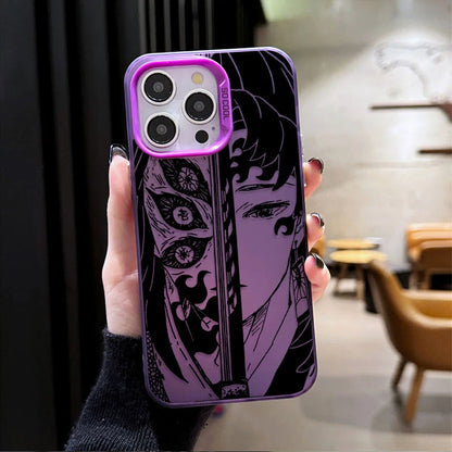 Demon Slayer Flame Plating Case for iPhone 15 16E 16 11 14 13 12 Pro Max XS X XR Plus 8 7 SE 2020 Shockproof Matte Hard Cover