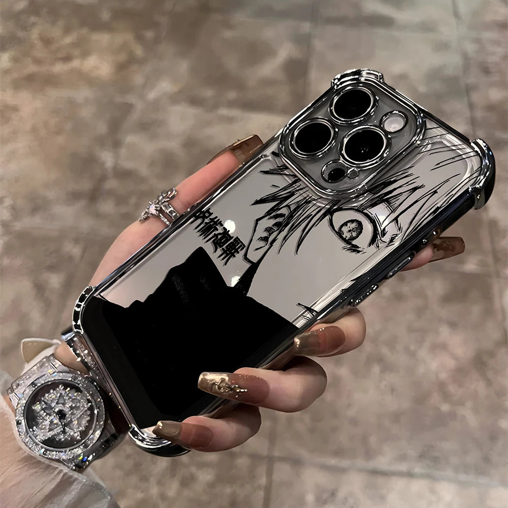 Jujutsu Kaisen Gojo Satoru New Plating Case For iPhone 16 15 14 13 12 11 Pro Max X XR XSMax 7 8 6 Plus Anti-Fall Airabag Back