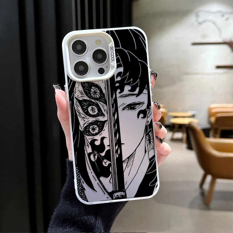 Demon Slayer Flame Plating Case for iPhone 15 16E 16 11 14 13 12 Pro Max XS X XR Plus 8 7 SE 2020 Shockproof Matte Hard Cover