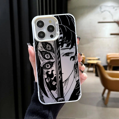 Demon Slayer Flame Plating Case for iPhone 15 16E 16 11 14 13 12 Pro Max XS X XR Plus 8 7 SE 2020 Shockproof Matte Hard Cover
