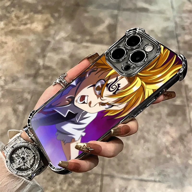 Seven D-Deadlys Sins Meliodas Phone Case For iPhone 15 16 17 Air 14 Pro Max 16E Plus 13 12 Mini Plating Anti-Fall Fundas