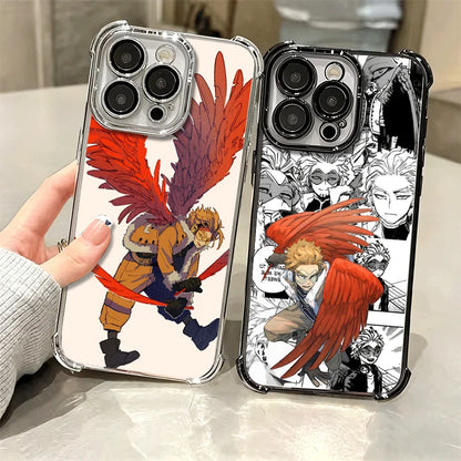 MHA My Hero Hawks Soft Phone Case For iPhone 15 16 17 Air 14 Pro Max 16E Plus 13 12 Mini Plating Anti-Fall Fundas