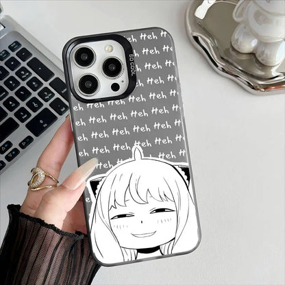 Spy Family Anya Phone Case For IPhone 16 15 14 13 12 17 Pro Max Metal Silver Button Electroplated Mobile Device