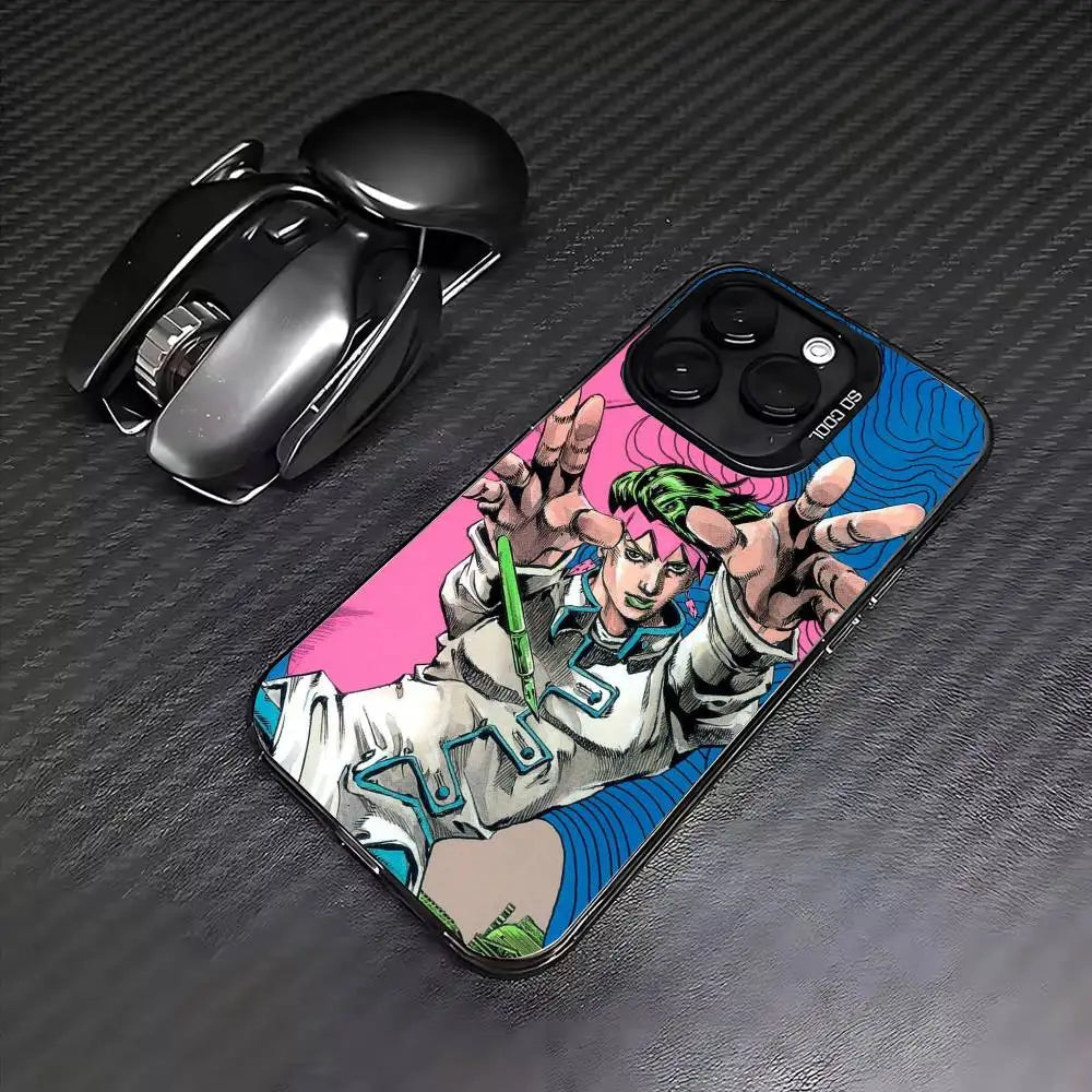JOJOS B-Bizarres Adventures Phone Case For iPhone 17,16,15,14,13,12,11 Plus,Pro Max,Colored Silver Phone Case