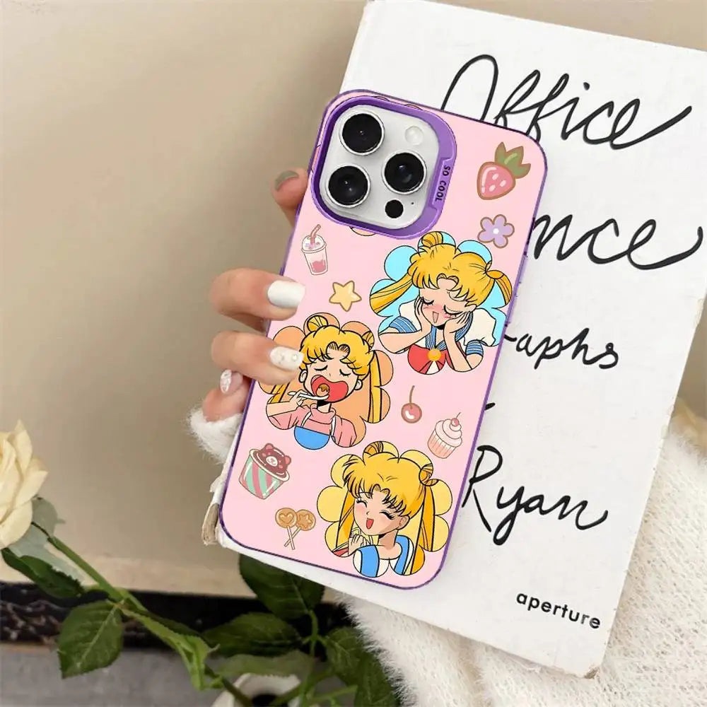 Anime S-Sailor M-Moon Phone Case For iPhone 17 16 15 14 13 12 11 Pro Max Color Black Matte Cover