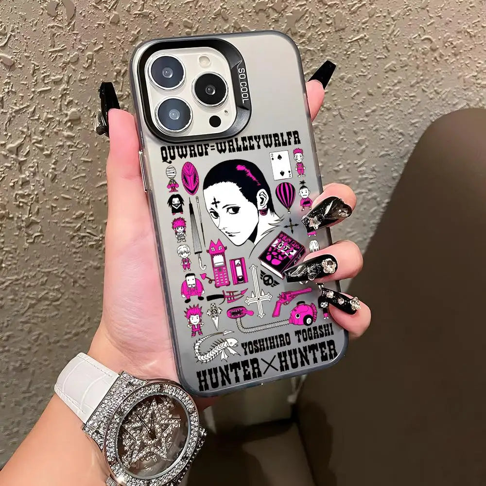 HUNTER HUNTER Phone Case For lMDColor Silver Shell For lPhone 17 16 e 15 14 13 12 11 Pro Max Plus