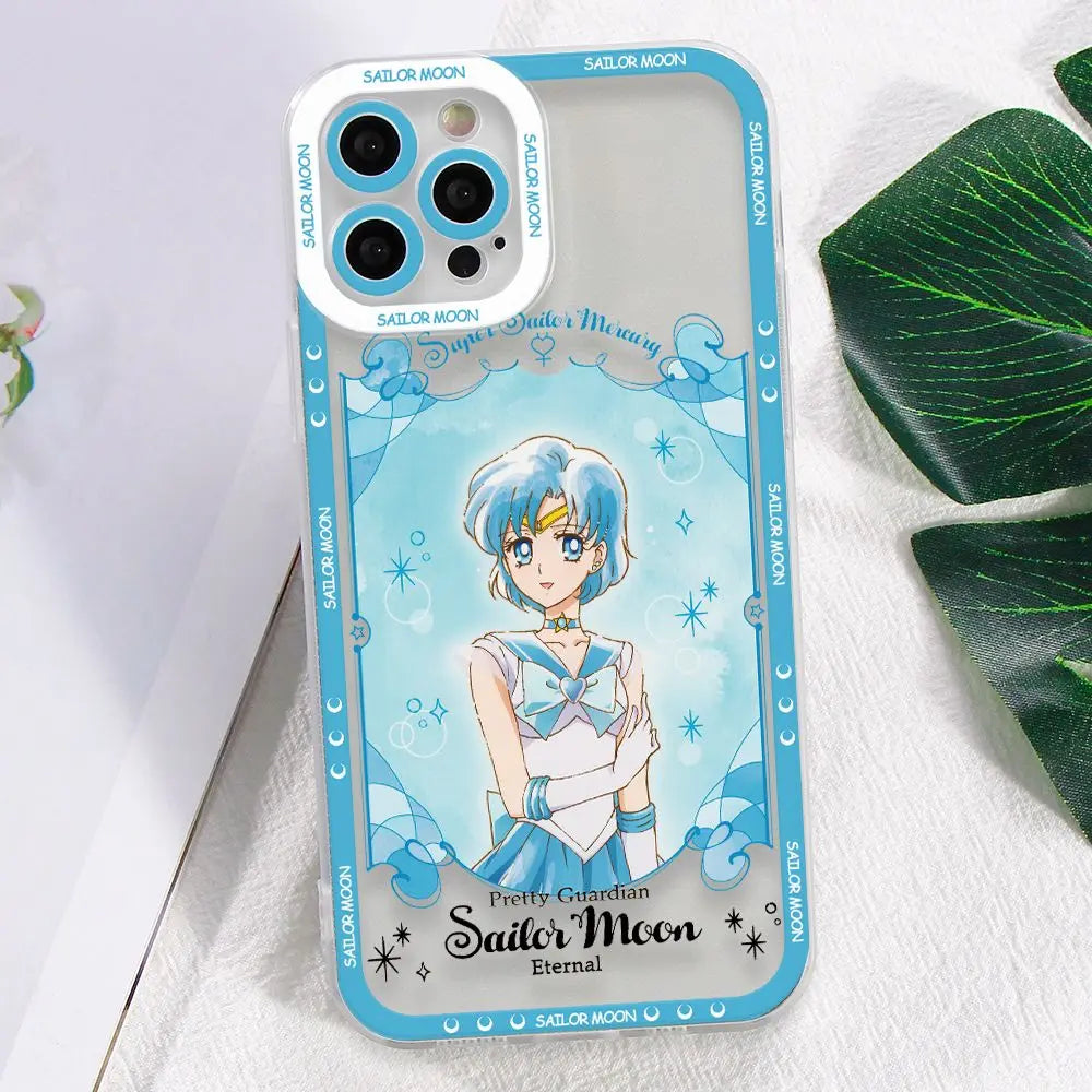Sailors Moons Girl Phone Case for Apple iPhone 17 Air 16 15 14 Plus 13 12 11 Pro Max Border printing Soft Transparent Cover
