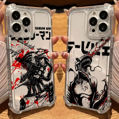 Anime Chainsaw Man Denji Phone Case For iPhone 17 Air 16 E 15 14 13 12 11 Pro Max Plus Mini SE 2020 2022 Soft Transparent Cover