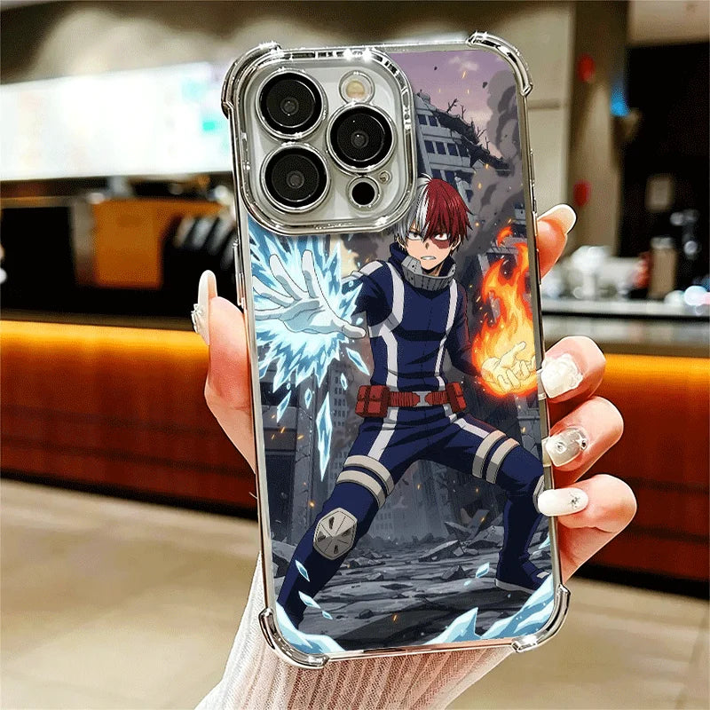MHA My Hero Todoroki Shoto Soft Phone Case For iPhone 15 16 17 Air 14 Pro Max 16E Plus 13 12 Mini Plating Anti-Fall Fundas