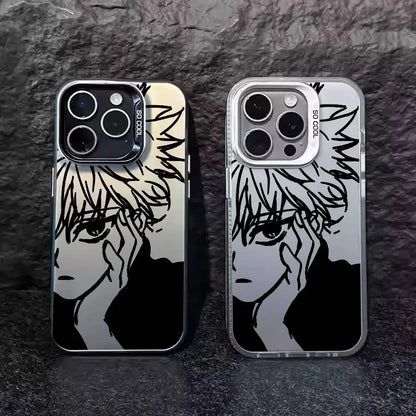 1pc Anime Killua Hunter X Hunter Phone Case Laser IMD Color Silver Shell For IPhone 17 16 15 14 13 12 11 Air Pro Max Plus