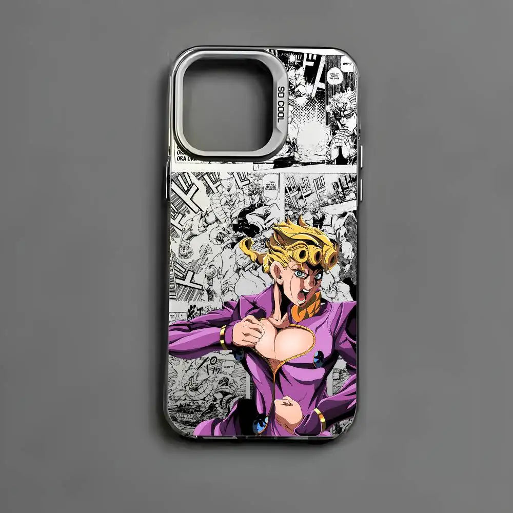 Anime J-JOJO Cool Phone Case For iPhone 17 16 15 14 13 12 11 Pro Max Air multicolor Matte Laser Metallic Aurora Funda