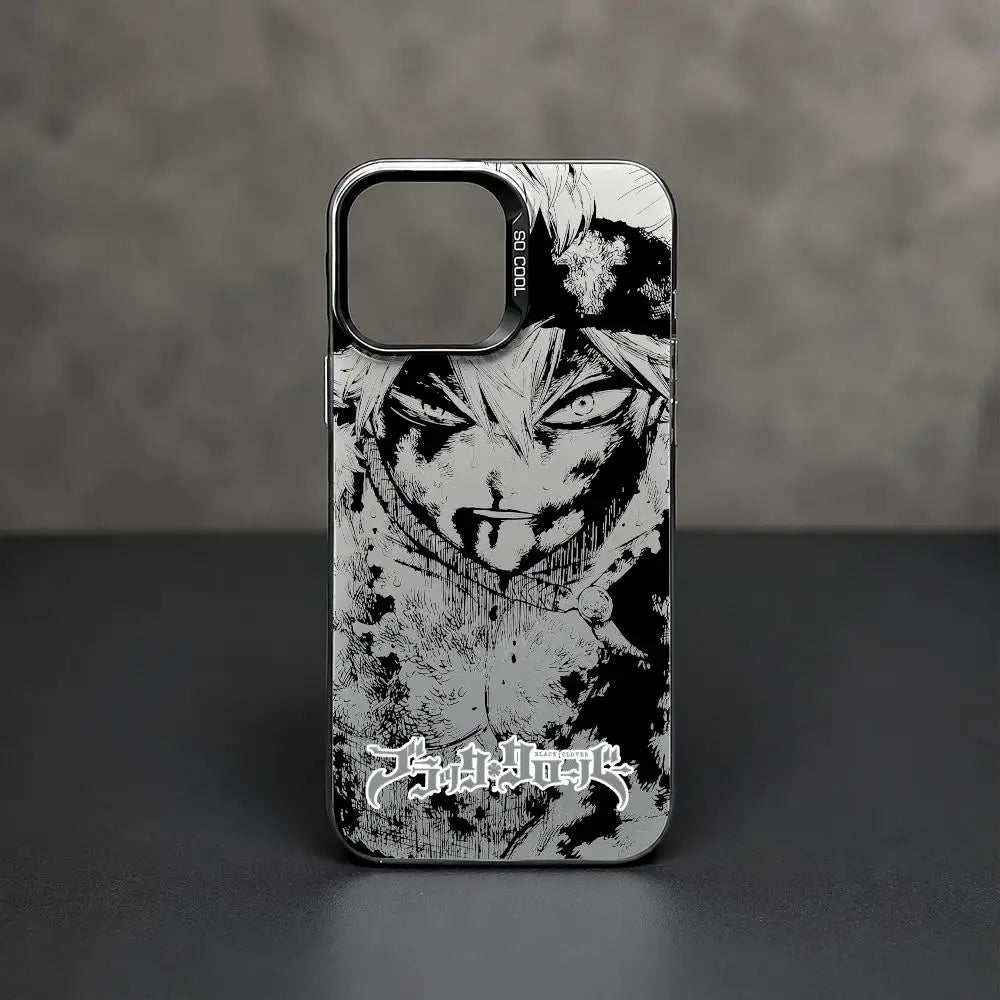 Asta Cartoon B-Black Clover Phone Case iPhone 11/12/13/14/15/16/17 Pro Max Aurora TPU Case Shockproof Slim Stylish Cover
