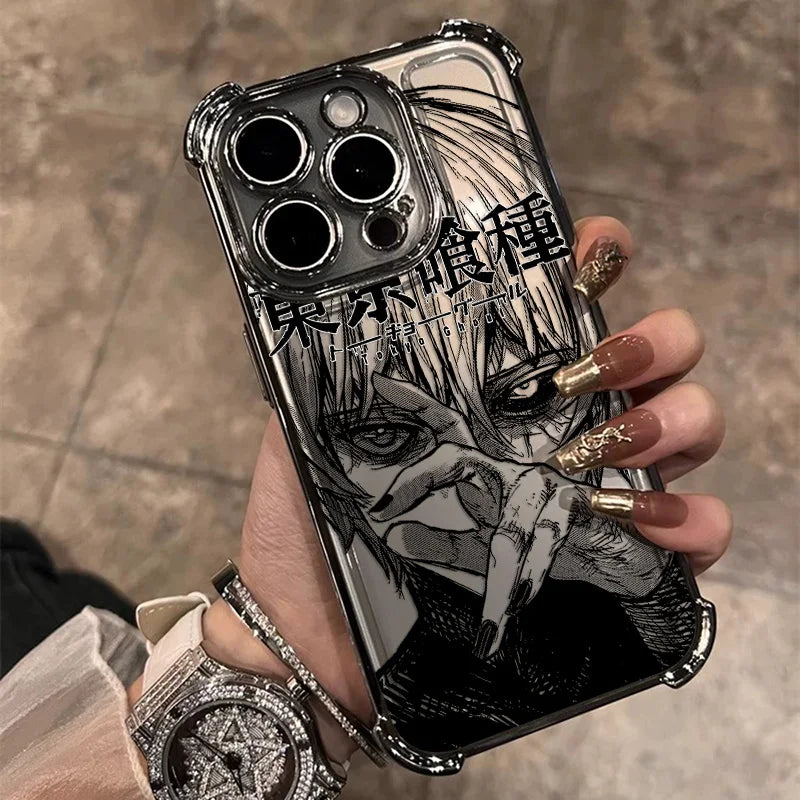 New Cool T-Tokyo Ghoul Anime Plating Phone Case For iPhone 17 17e 16 15 14 13 12 11 Pro Max X XR XSMax Mini Air Plus Anti-Fall