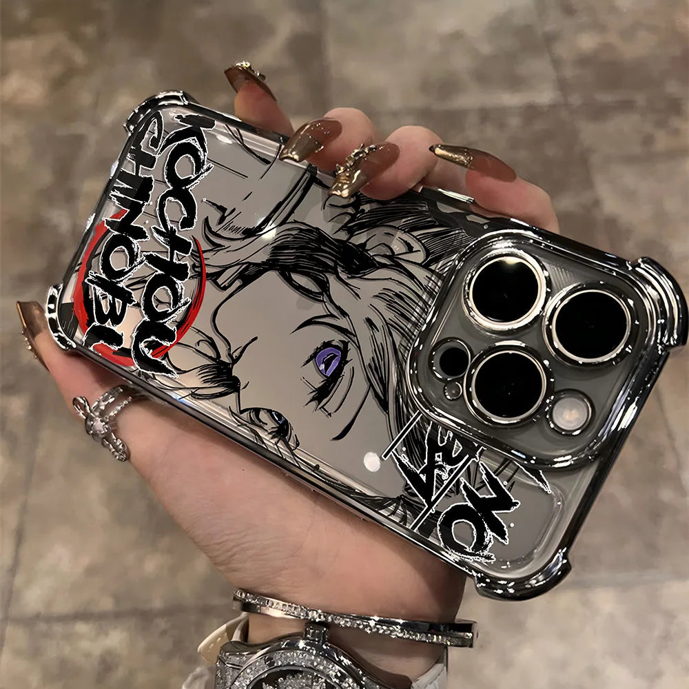 Anime Demons Slayers Plating Phone Case For iPhone 17 16e 16 15 14 13 12 11 Pro Max X XR XSMax 8 Mini Air Plus Anti-Fall Airabag