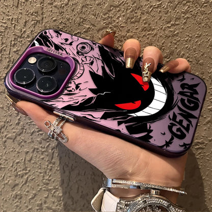 Cartoon P-Pokemon Gengar Plating Phone Case for iPhone 17 16 15 14 13 12 11 Pro Max Plus 17 Air 16E X XR XS Max Back Cover