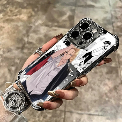 Tokyo Revengers Anime Plating Phone Case For iPhone 16 17 Pro Max Air 17E 16E 14 15 Plus 12 13 11 Anti-Fall Protection Cover