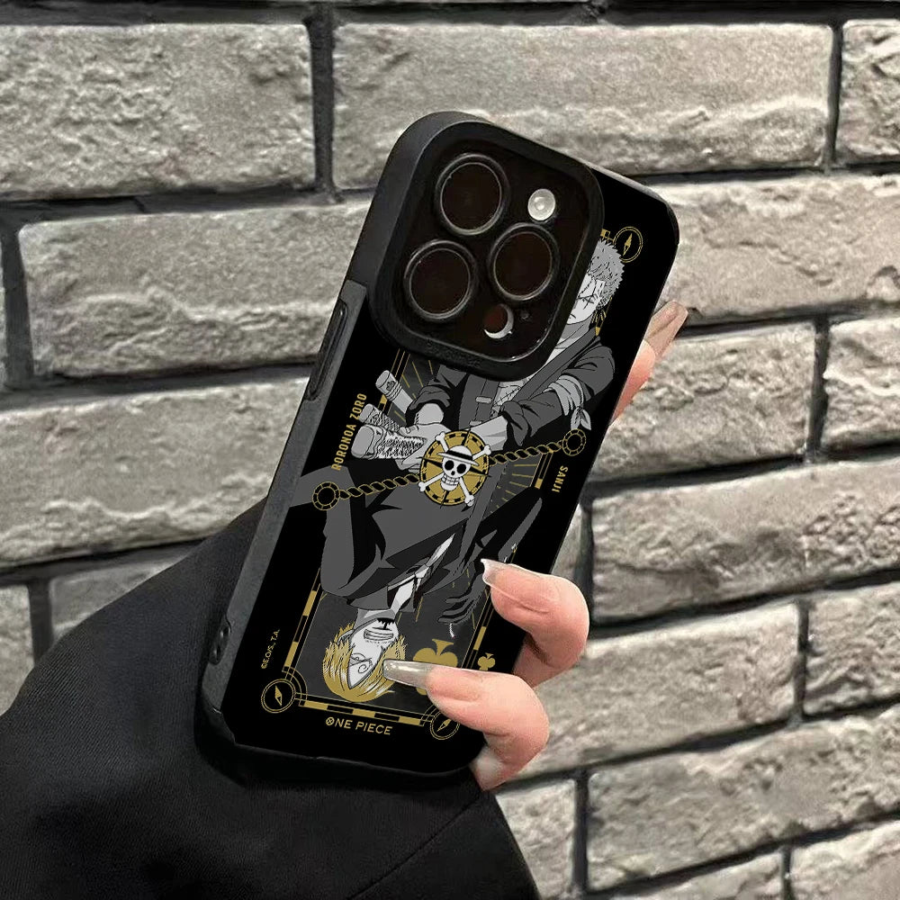 One Luffies Z-Zoroes Pieces Phone Case for Apple iPhone 17 Air 16 16e 15 14 Plus 13 12 11 Pro Max Luxury Leather Texture Cover
