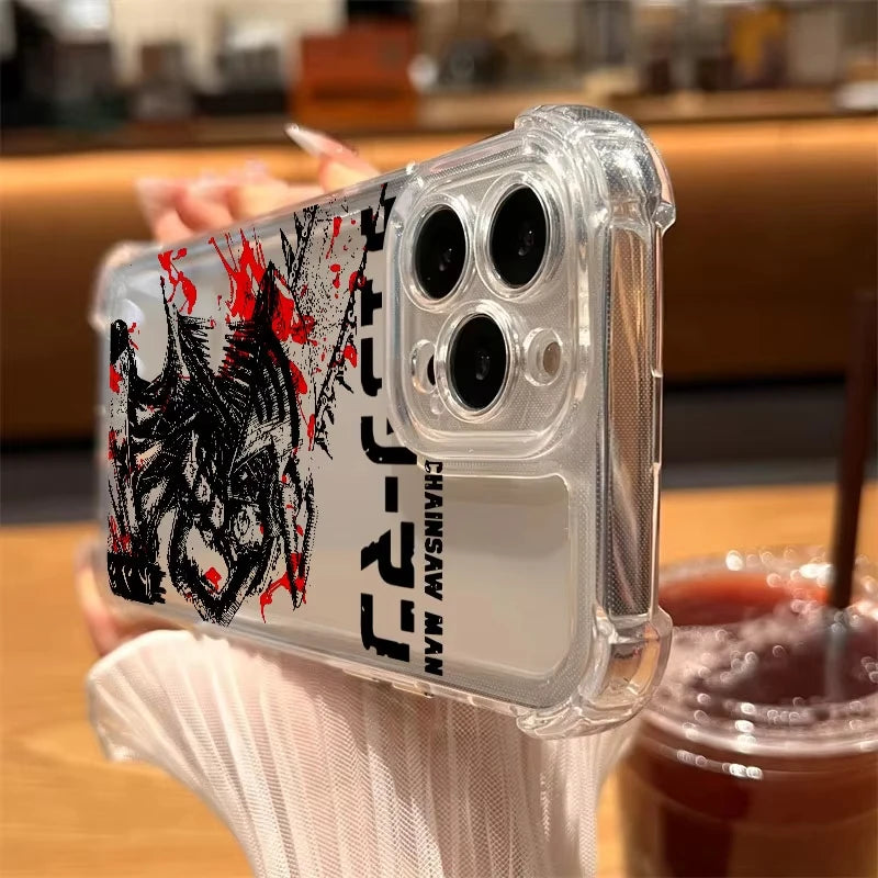 Anime Chainsaw Man Denji Phone Case For iPhone 17 Air 16 E 15 14 13 12 11 Pro Max Plus Mini SE 2020 2022 Soft Transparent Cover